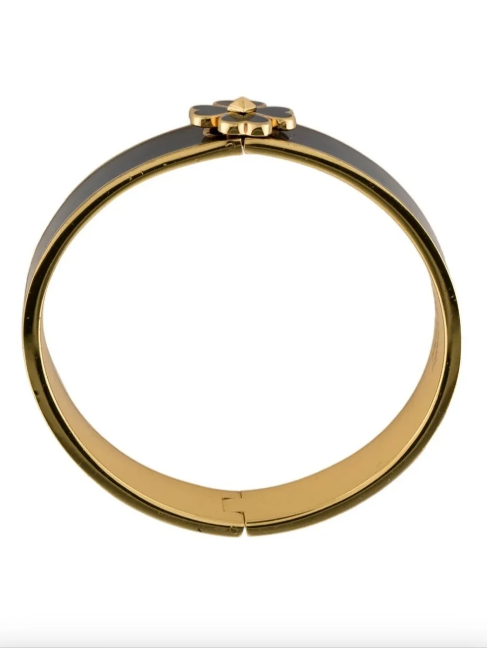 Kate Spade New York Everyday Spade Gold & Black Clover Enamel Bangle Bracelet - Picture 2 of 3